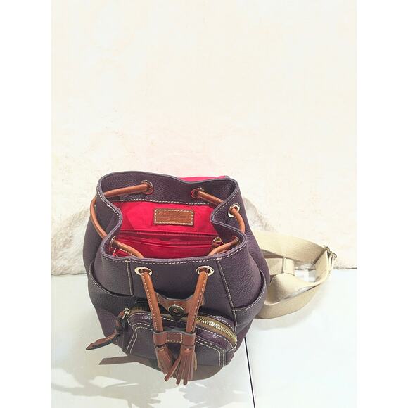 Dooney & Bourke Murphy Small Pebble Leather Backpack Burgundy Tassel EUC Bag